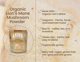 Poudre de champignon Lion's Mane Laird Superfood dans un verre
