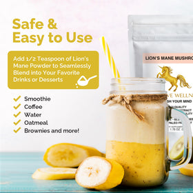 Poudre de champignon Lion's Mane mélangée dans un smoothie