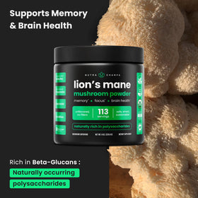 Poudre de champignon Lion's Mane NutraChamps dans un bol avec cuillère