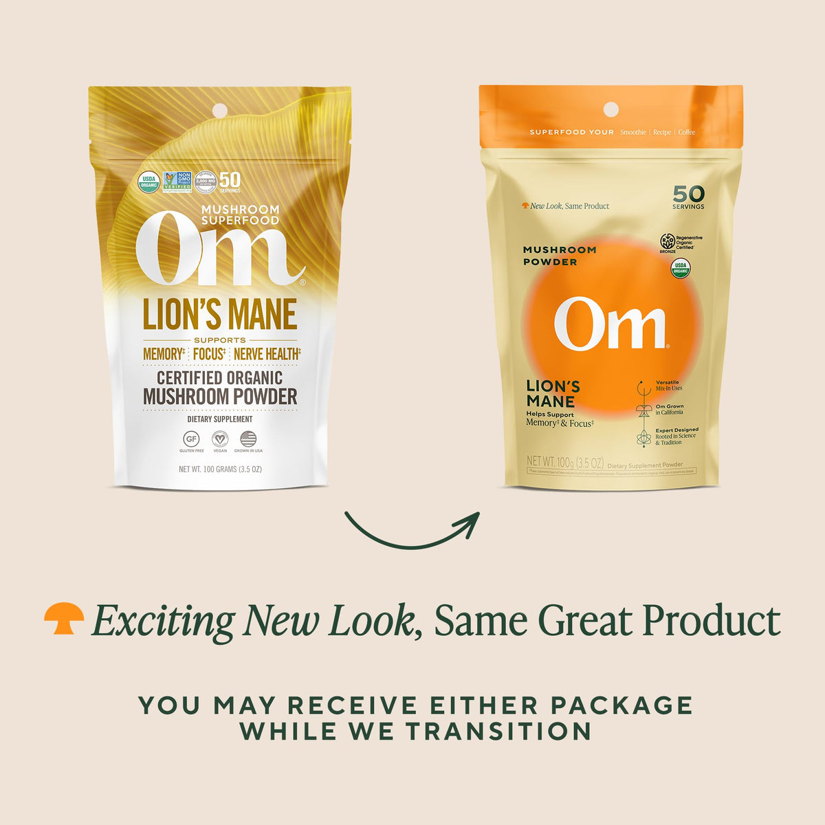 Poudre de Champignon Lion’s Mane OM MUSHROOM SUPERFOOD en sachet