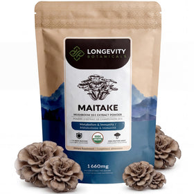 Poudre de champignon Maitake Longevity Botanicals 100g vue de face