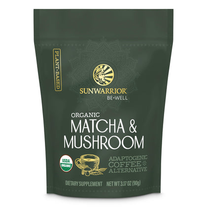 Poudre de champignon matcha bio Sunwarrior 90g sachet avant