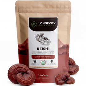 Poudre de champignon Reishi bio Longevity Botanicals 109g vue de face