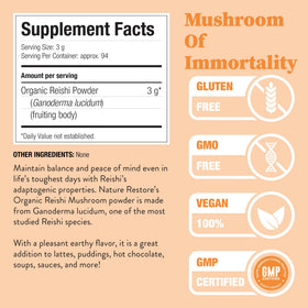 Poudre de Champignon Reishi Bio Nature Restore à l'intérieur d'un bol