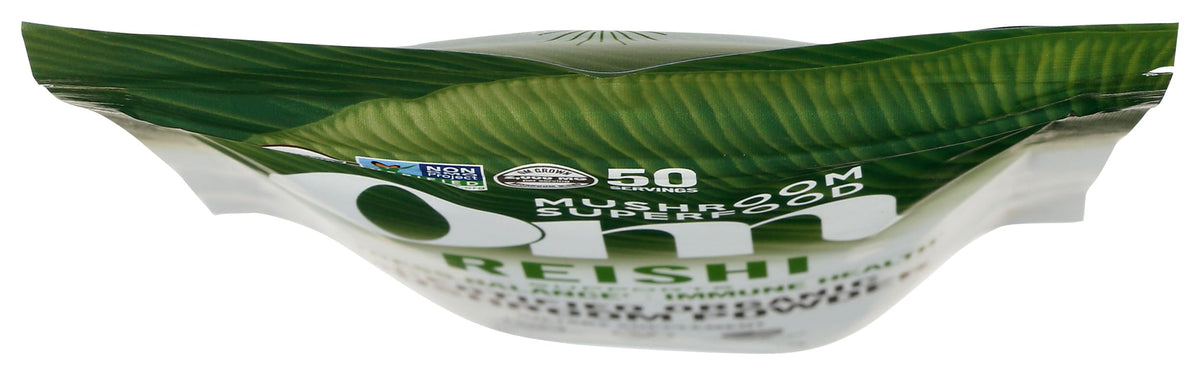 Poudre de champignon Reishi bio OM MUSHROOM SUPERFOOD dans un bol