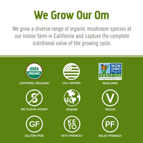 Poudre de champignon Reishi bio OM MUSHROOM SUPERFOOD sur une cuillère