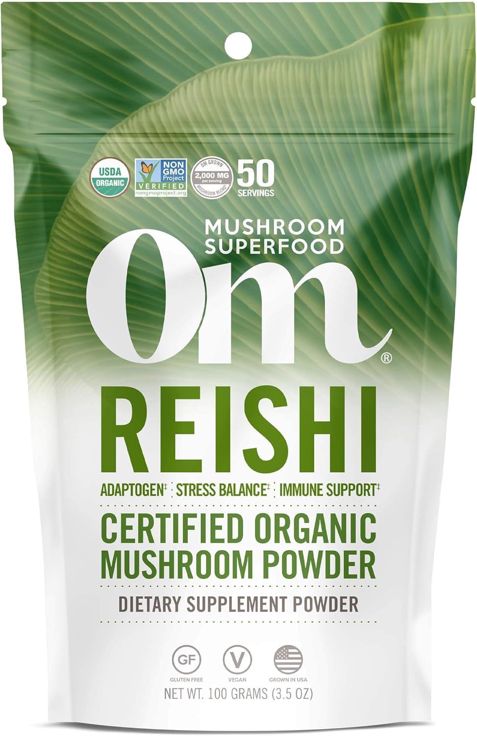 Poudre de champignon Reishi bio OM MUSHROOM SUPERFOOD vue de face