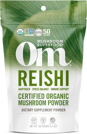 Poudre de champignon Reishi bio OM MUSHROOM SUPERFOOD vue de face