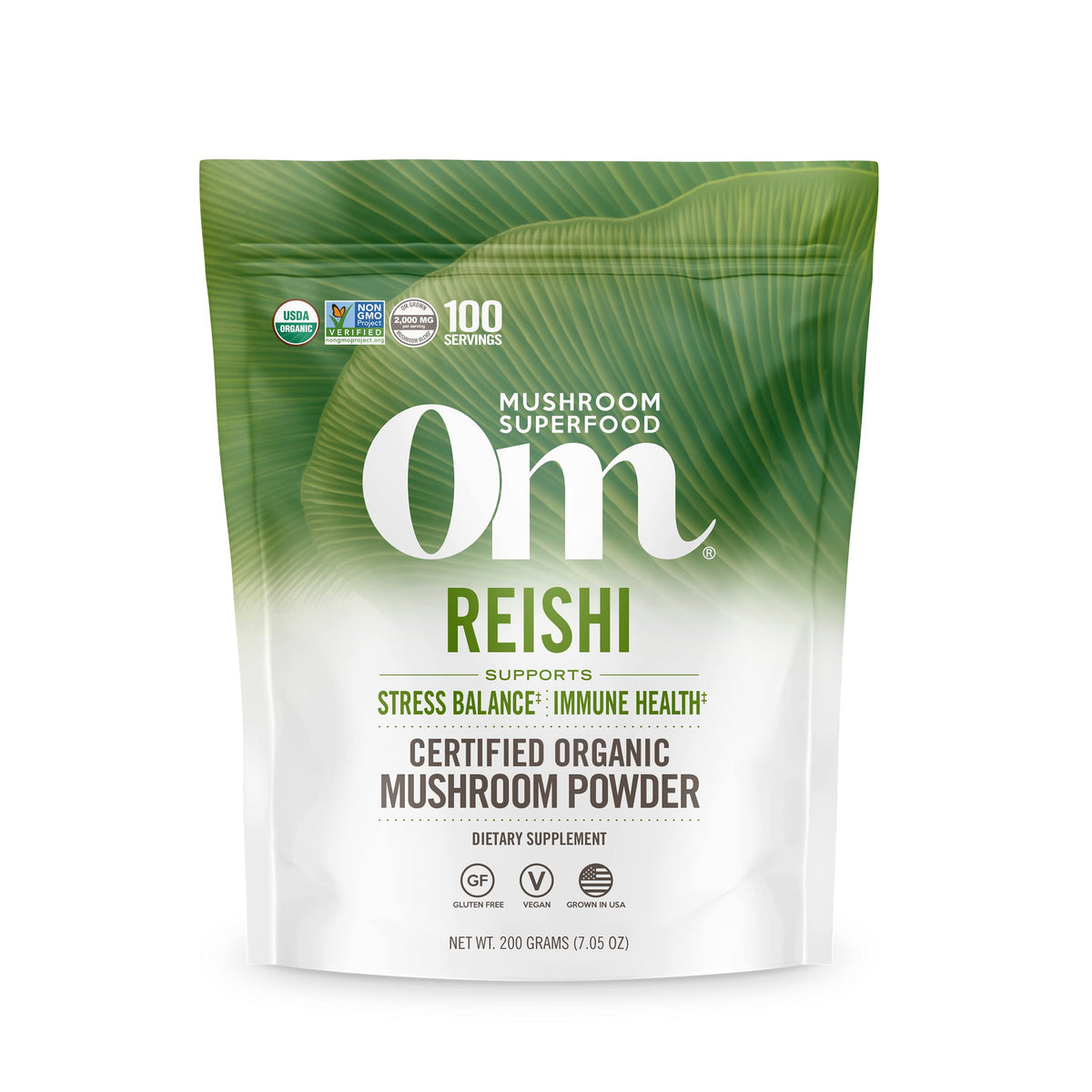 Poudre de champignon Reishi bio OM MUSHROOM SUPERFOOD vue de face