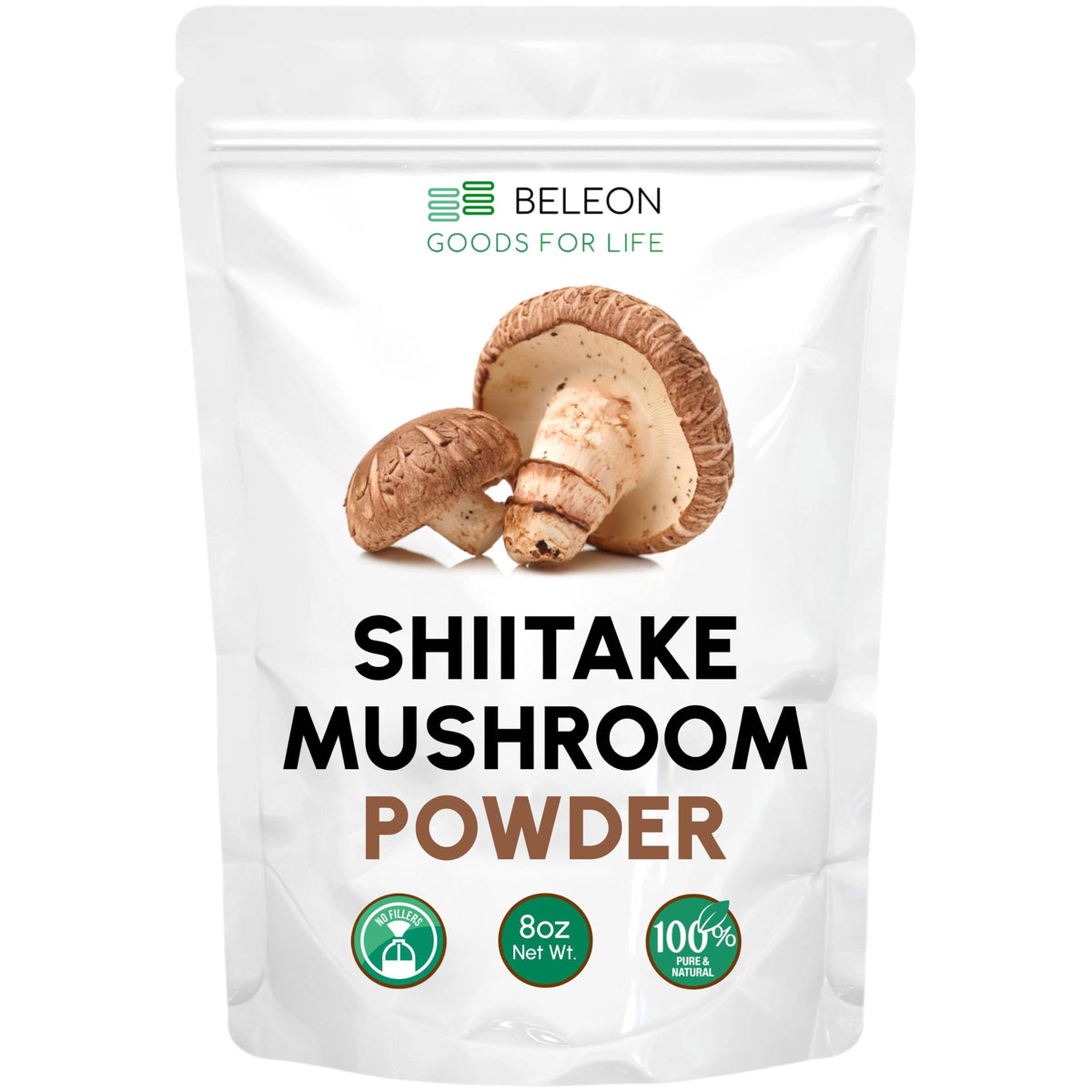 Poudre de champignon shiitake 240g vue avant avec emballage