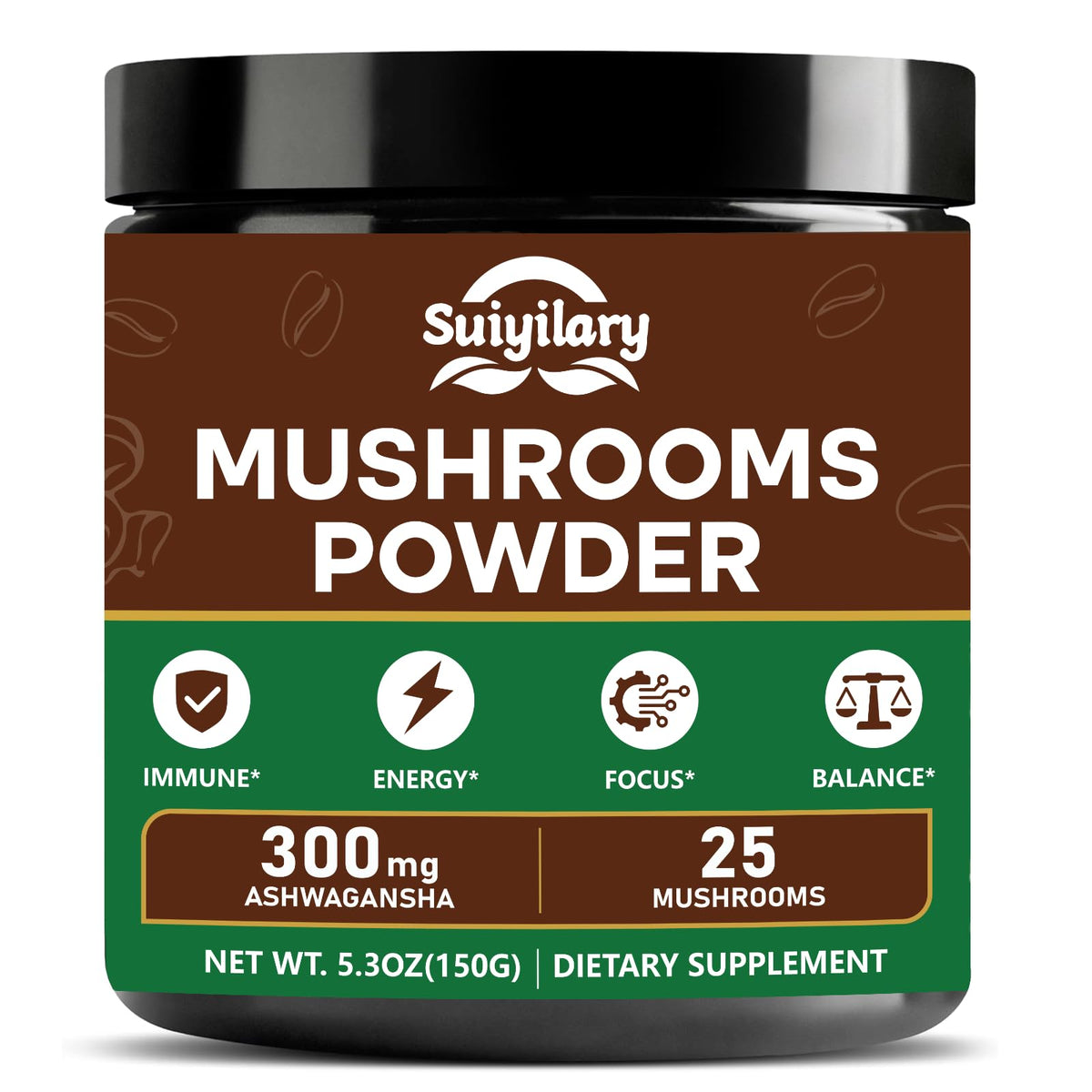 Poudre de champignon Suiyilary 25 en 1 200g vue de face