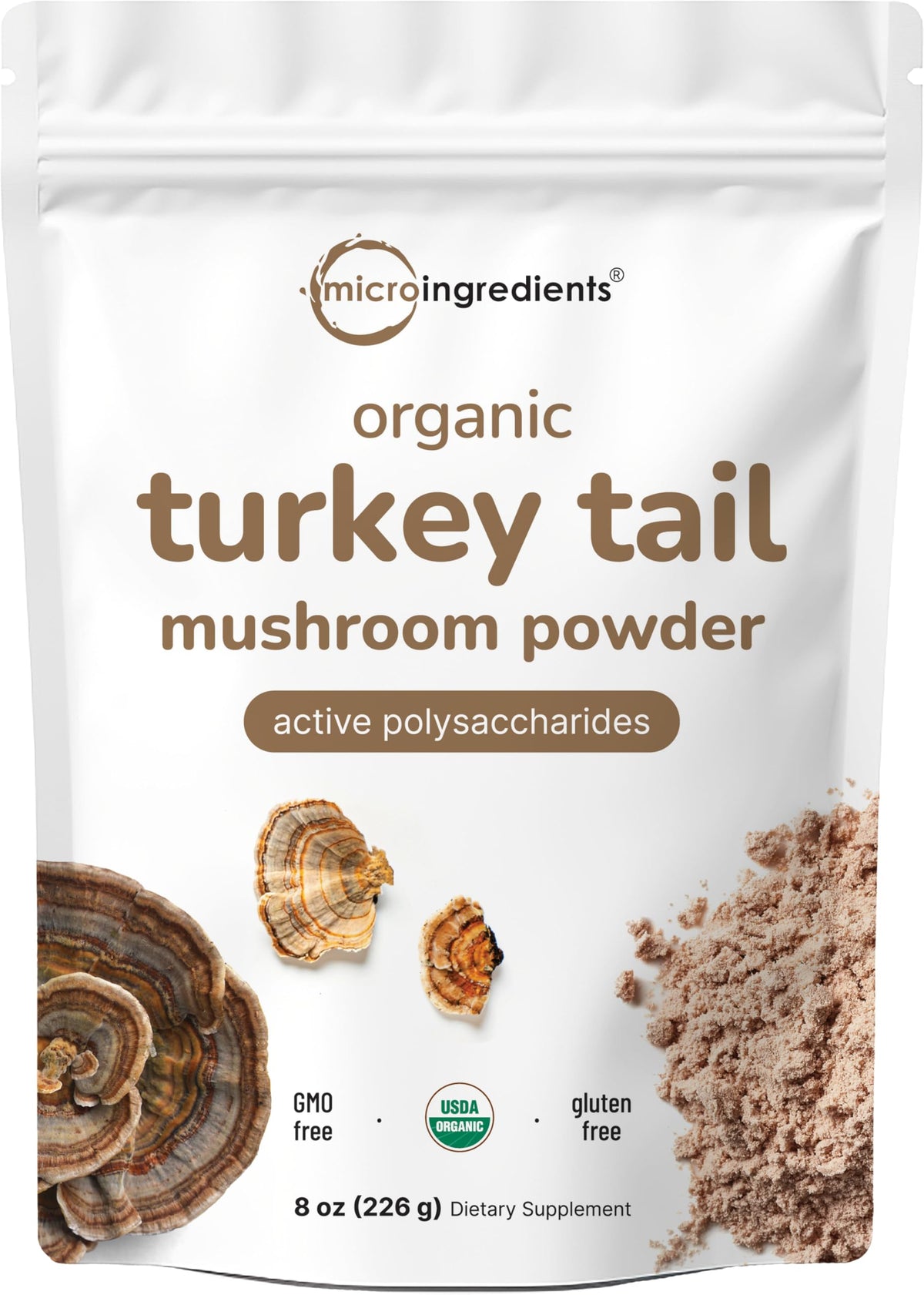 Poudre de champignon Turkey Tail bio 240g vue de face