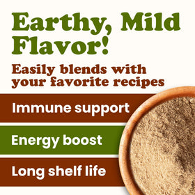 Poudre de champignon Turkey Tail Bio Food to Live utilisée dans une recette de smoothie