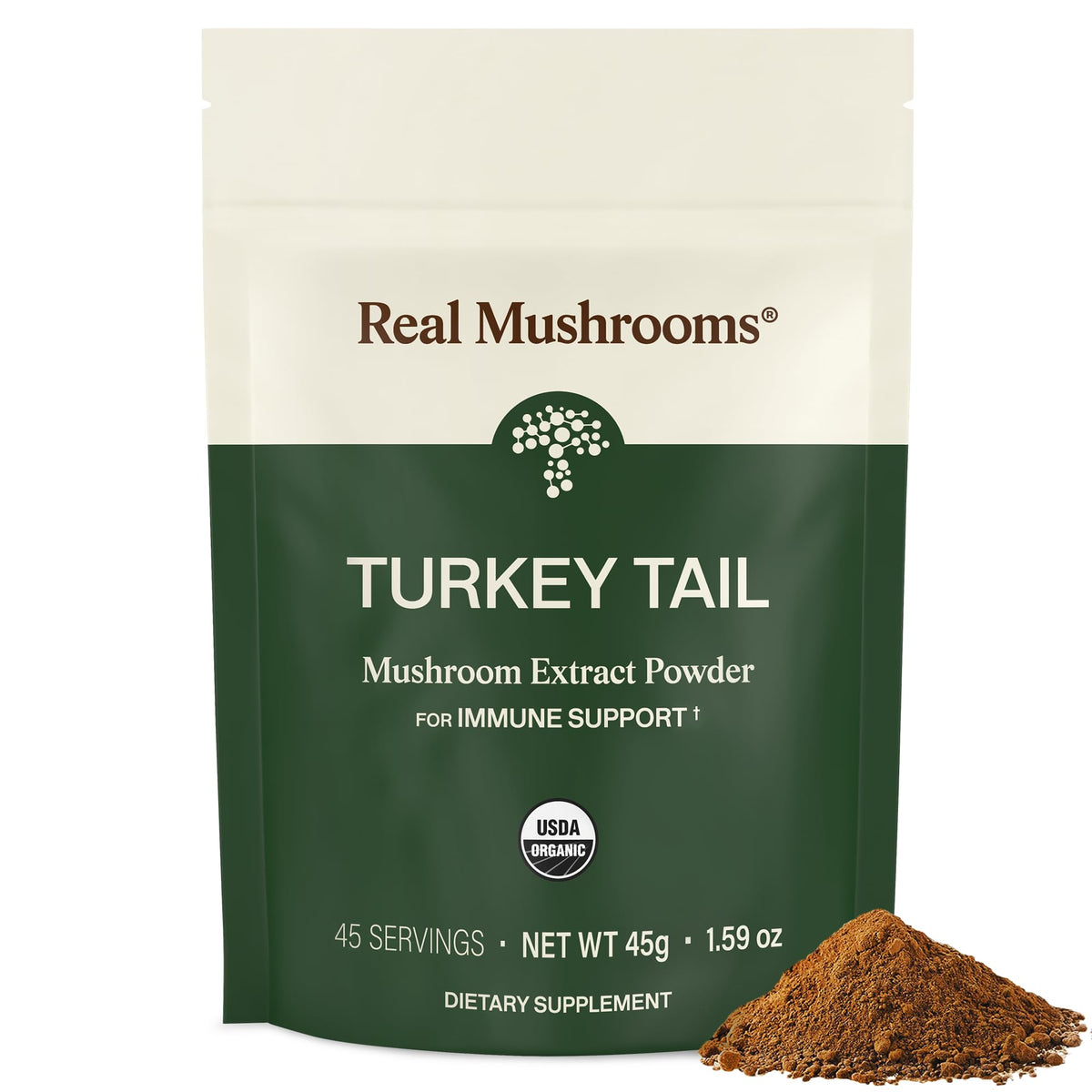 Poudre de champignon Turkey Tail Real Mushrooms vue avant