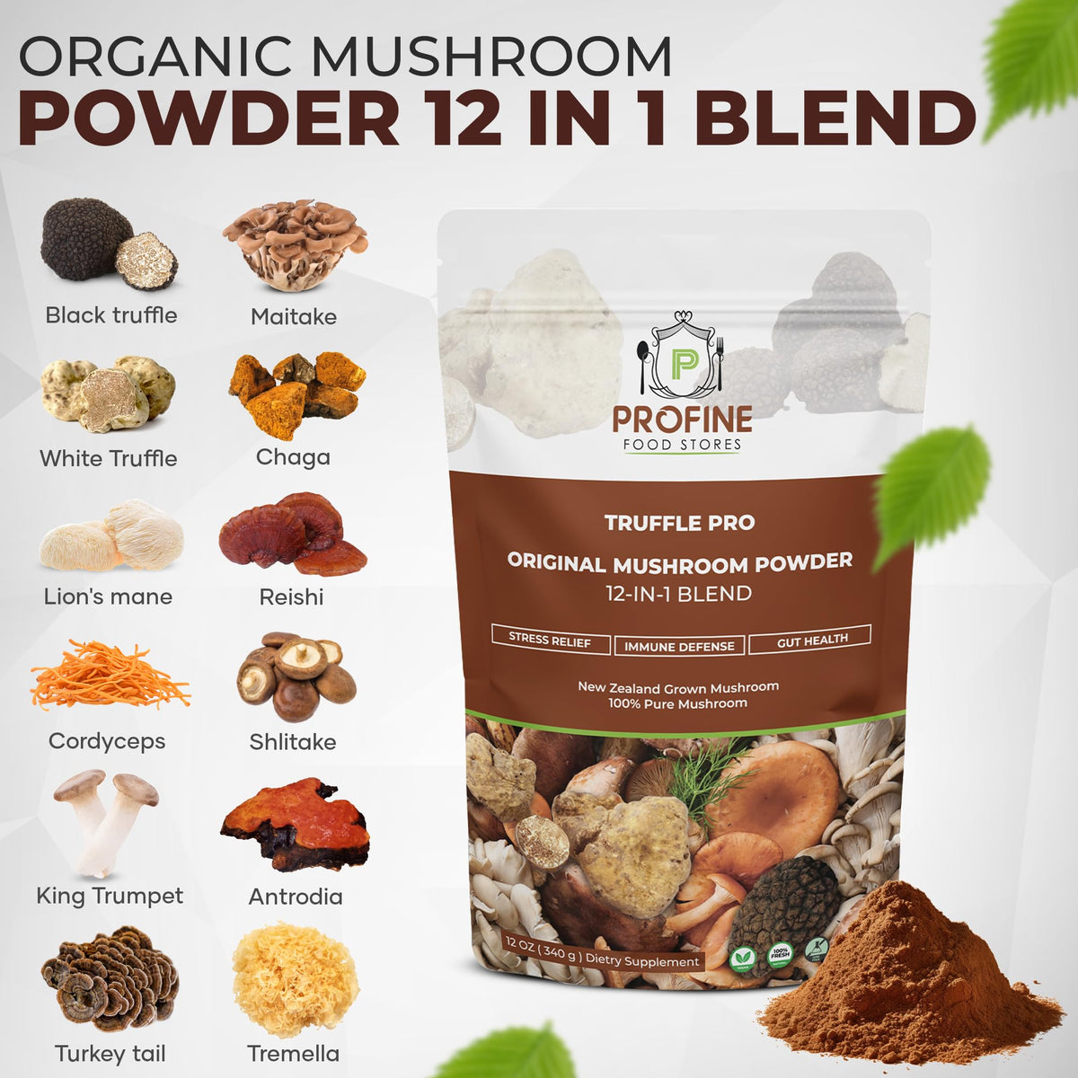 Poudre de champignons Profine ajoutée à un smoothie