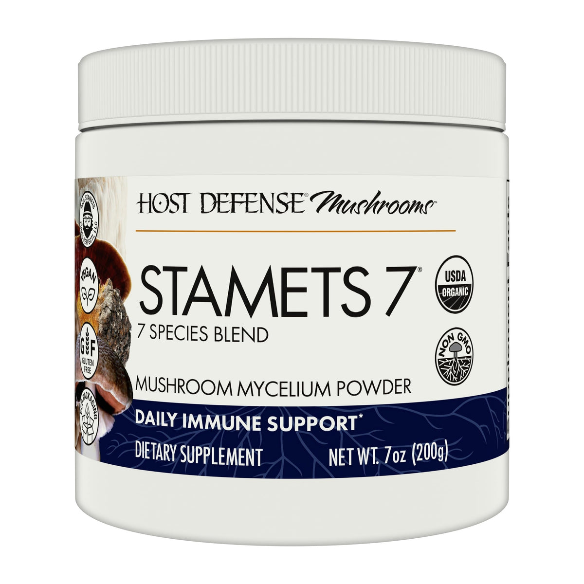 Poudre de champignons Stamets 7 de Host Defense, vue de face