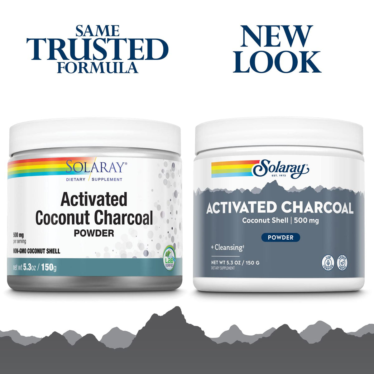 Poudre de charbon actif de coco SOLARAY dans un bol