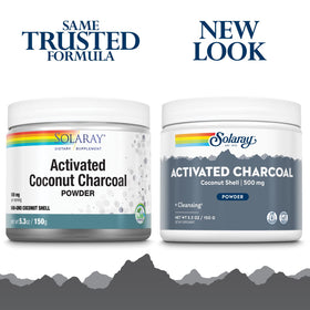 Poudre de charbon actif de coco SOLARAY dans un bol