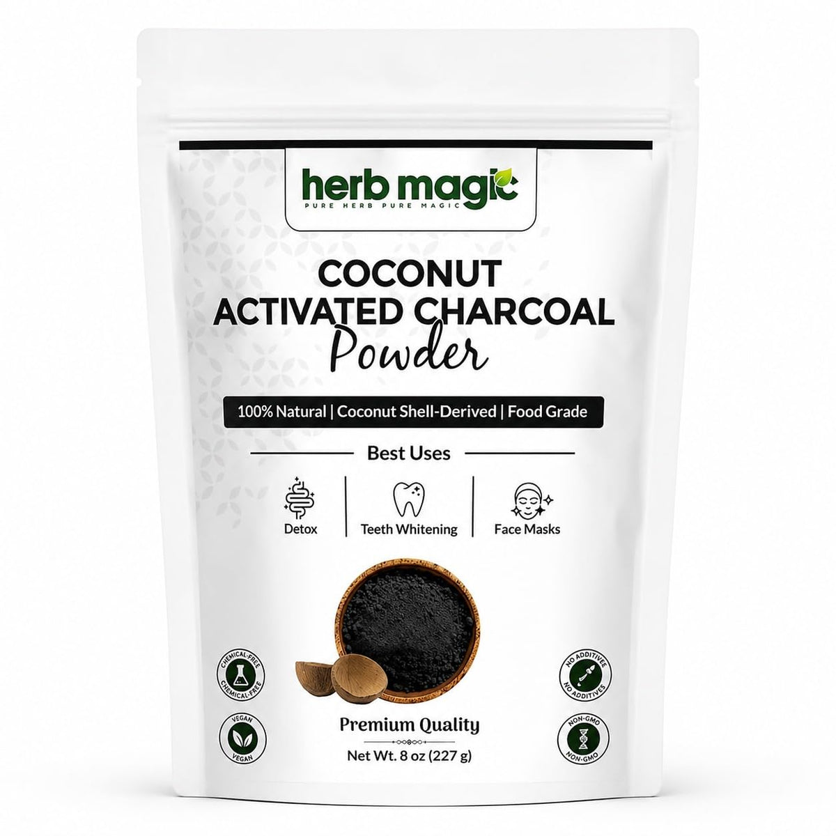 Poudre de charbon actif Herb Magic 240g vue de face