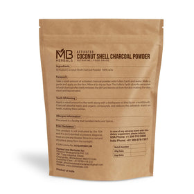 Poudre de Charbon Actif MB Herbals 454 g montrant la texture du produit