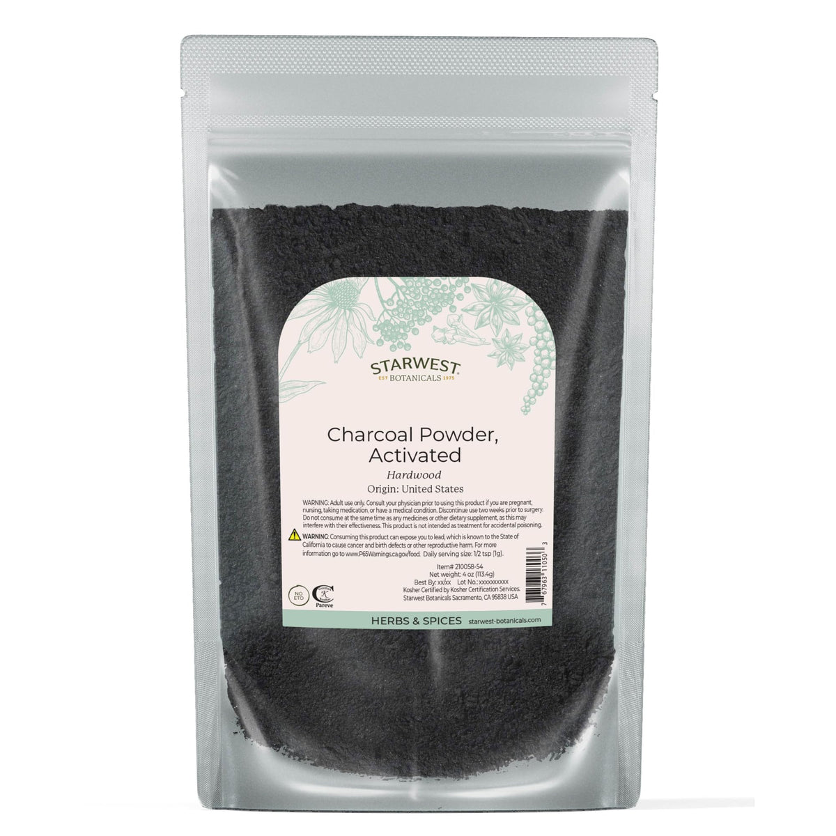 Poudre de Charbon Actif Starwest Botanicals 118 g vue avant