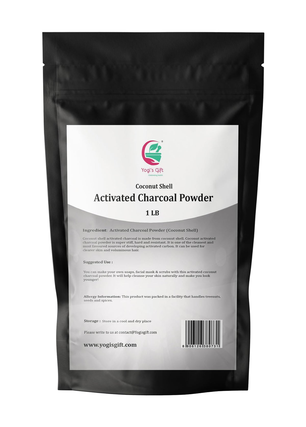 Poudre de charbon de noix de coco YOGI’S GIFT 480g emballage