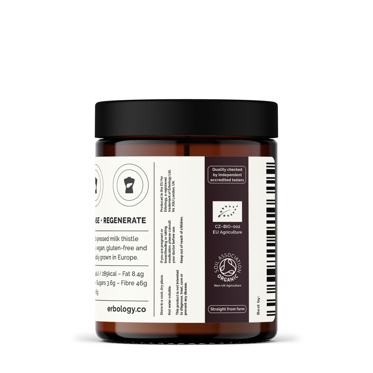 Poudre de chardon-marie avec des graines de chardon-marie