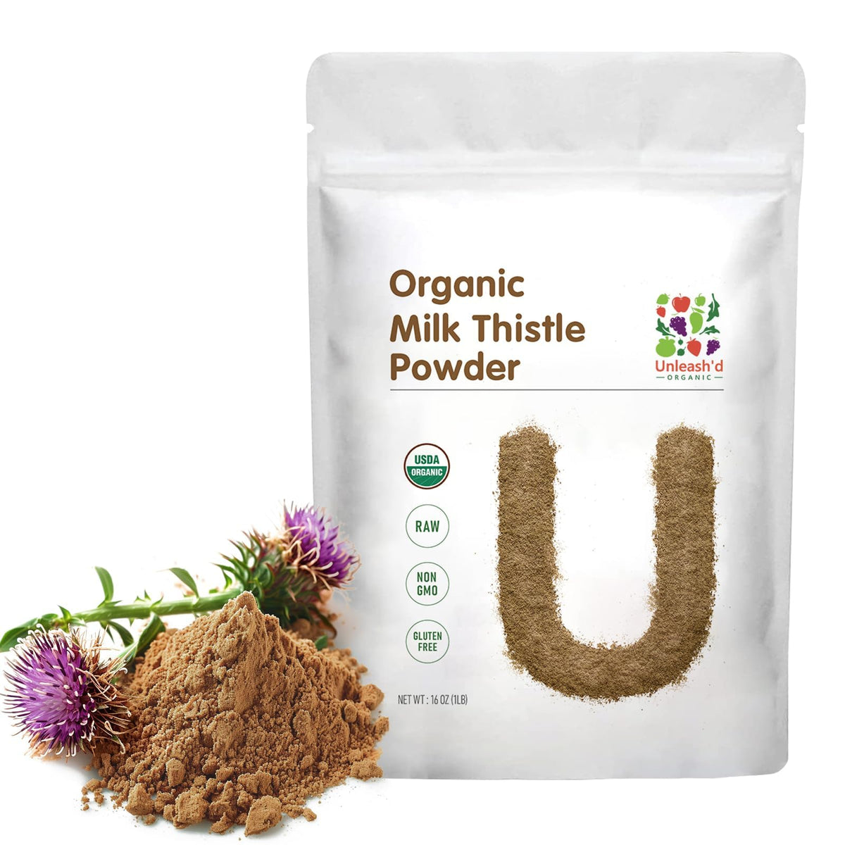 Poudre de chardon-marie bio 'D ORGANIC 471g vue de face
