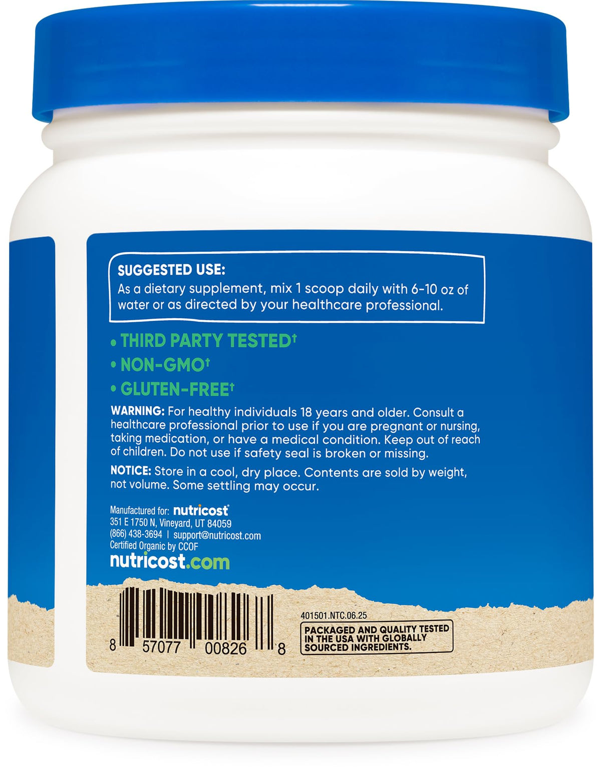 Poudre de chlorella bio Nutricost dans un smoothie