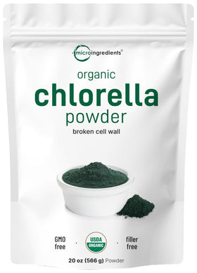 Poudre de chlorelle bio Micro Ingredients 581g avant ouverture