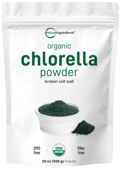 Poudre de chlorelle bio Micro Ingredients 581g avant ouverture