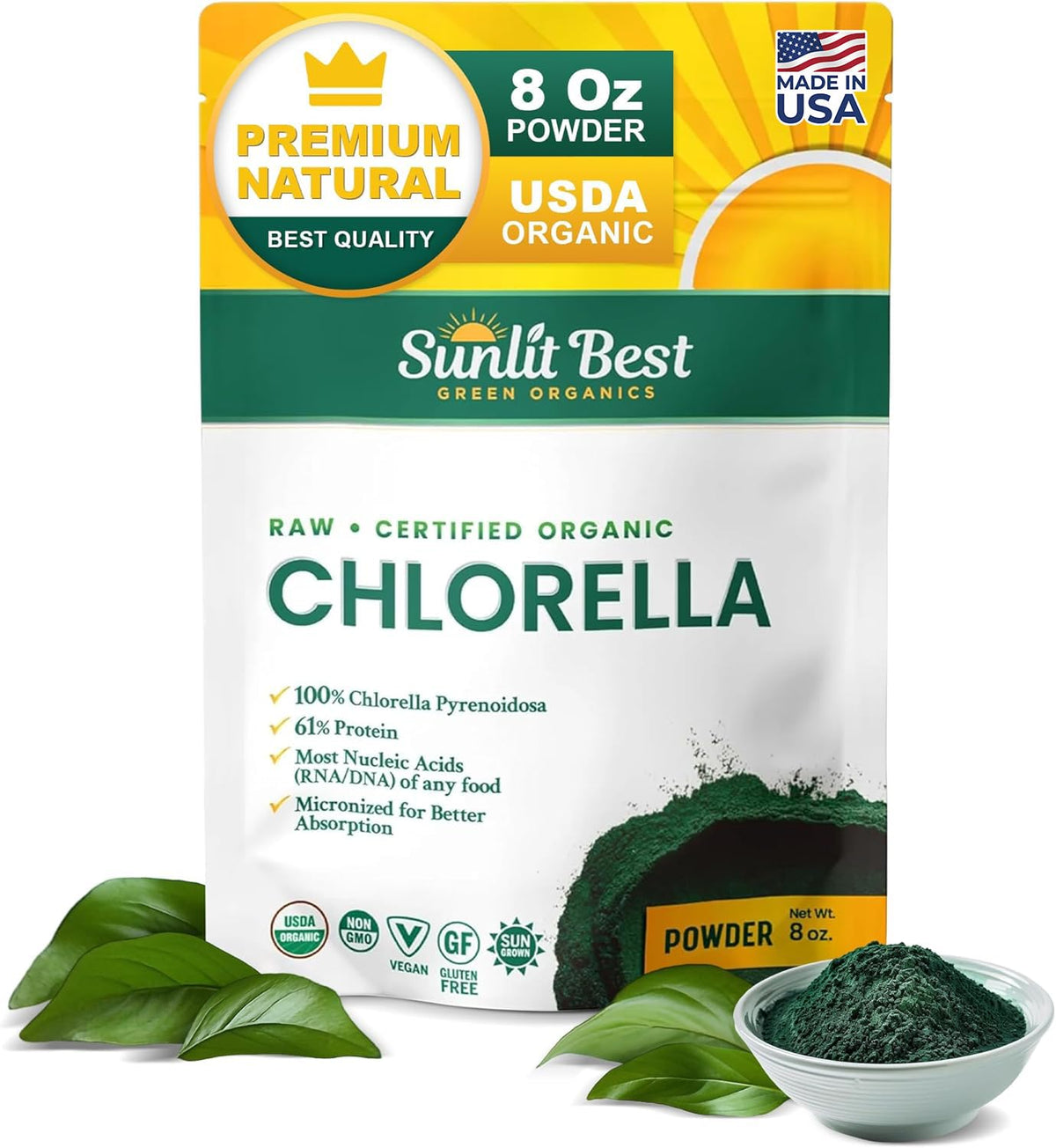 Poudre de chlorelle bio Sunlit Best 240g vue avant