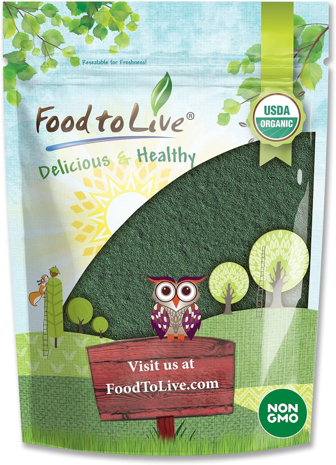 Poudre de Chlorelle Biologique Food to Live 125g vue de face
