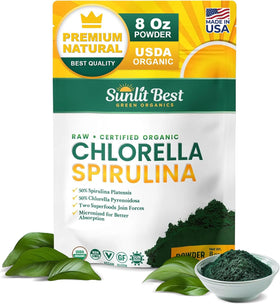 Poudre de chlorelle et spiruline Sunlit Best 231g vue de face