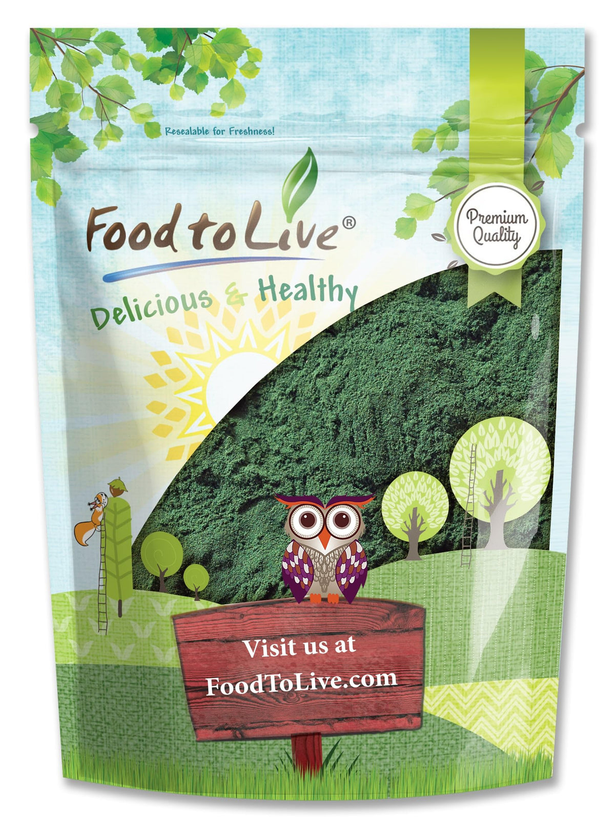 Poudre de chlorelle Food to Live 2268g vue de face