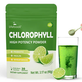 Poudre de chlorophylle Lifebooil 120mg saveur citron vert vue de face