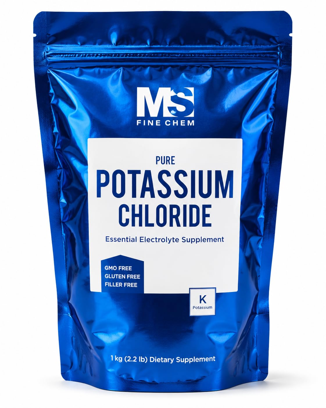 Poudre de Chlorure de Potassium MS Finechem 1 KG vue de face
