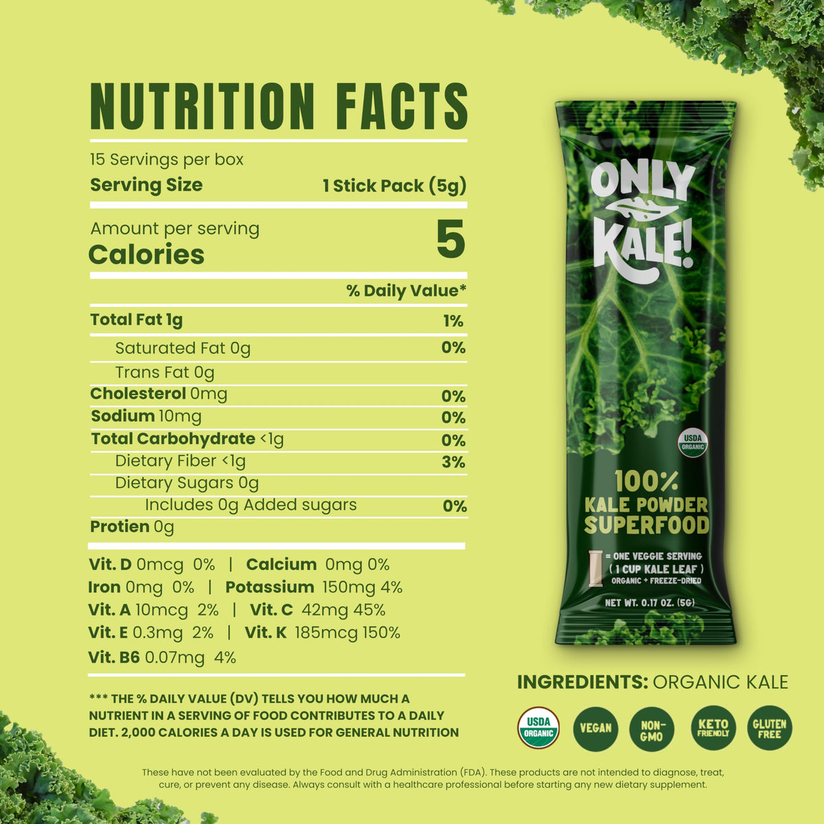 Poudre de chou frisé OnlyKale dans un smoothie