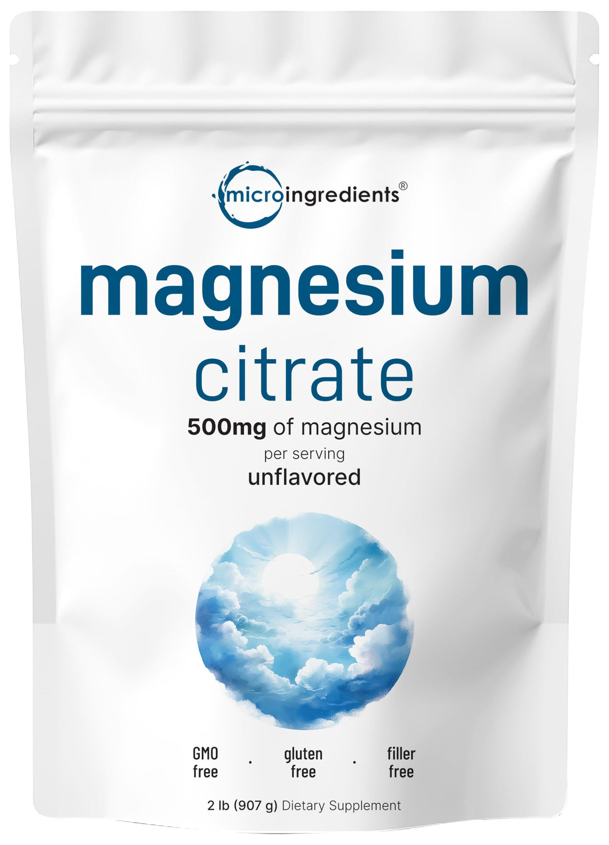Poudre de citrate de magnésium Micro Ingredients 980g vue avant