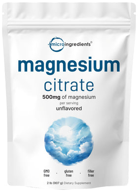 Poudre de citrate de magnésium Micro Ingredients 980g vue avant