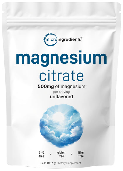 Poudre de citrate de magnésium Micro Ingredients 980g vue avant
