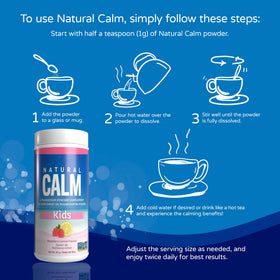 Poudre de citrate de magnésium Natural Calm dans un verre d'eau