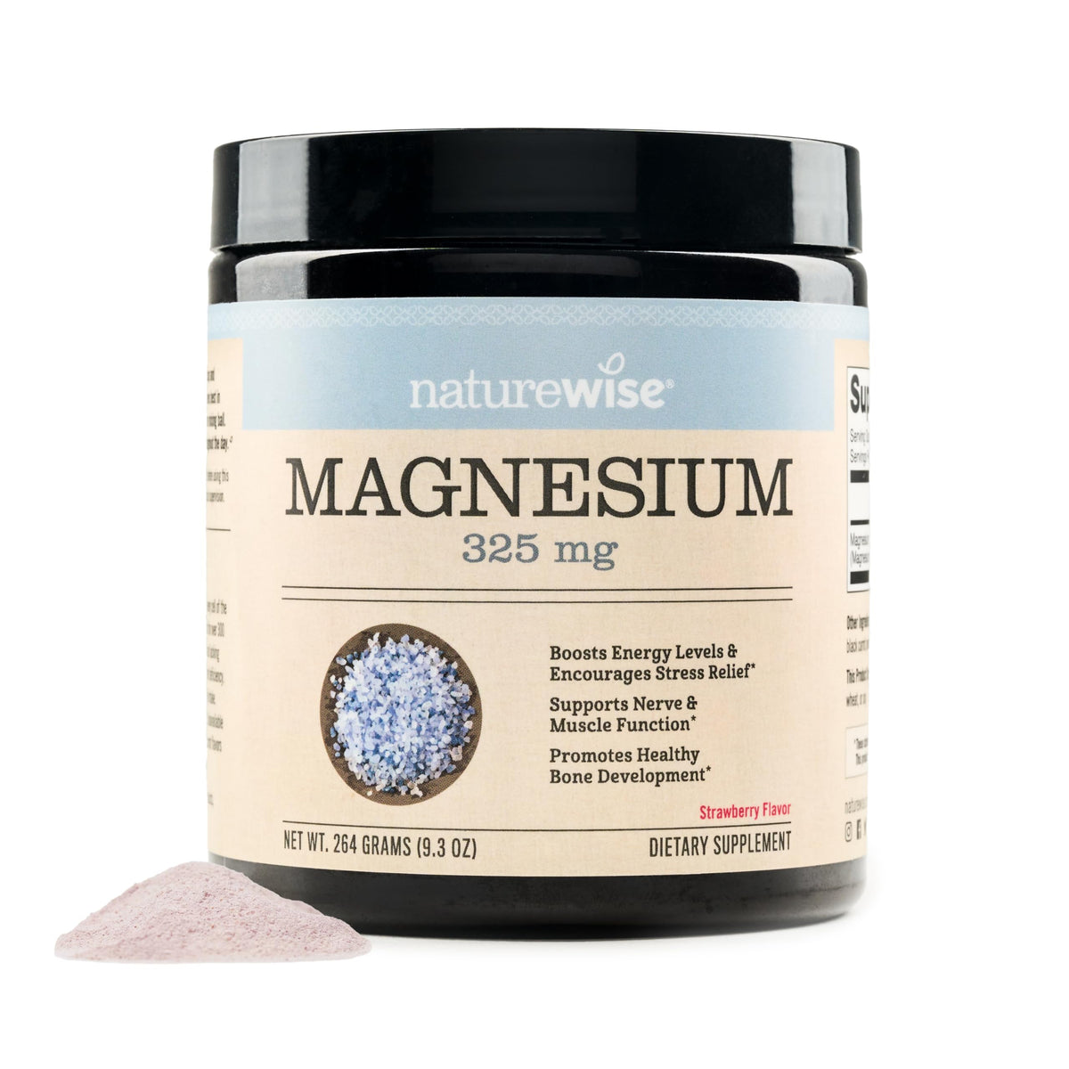 Poudre de citrate de magnésium NatureWise 325 mg saveur citron-fraise vue avant