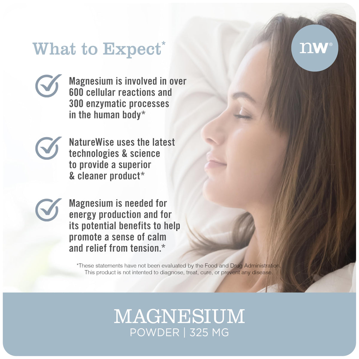 Poudre de citrate de magnésium NatureWise 325 mg saveur citron-fraise vue arrière