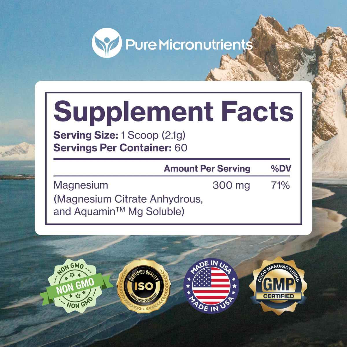 Poudre de citrate de magnésium Pure Micronutrients dans un shaker
