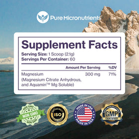 Poudre de citrate de magnésium Pure Micronutrients dans un shaker