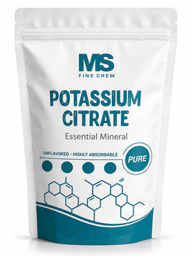 Poudre de citrate de potassium MS Finechem 1 kg, emballage avant