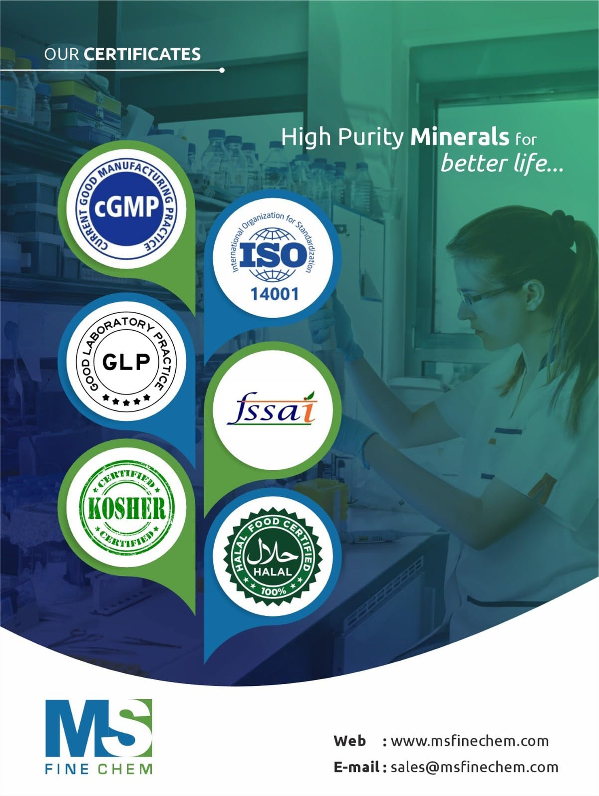 Poudre de citrate de potassium MS Finechem sur un plan de travail