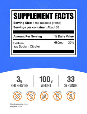 Poudre de citrate de sodium BulkSupplements 150g en utilisation dans une recette