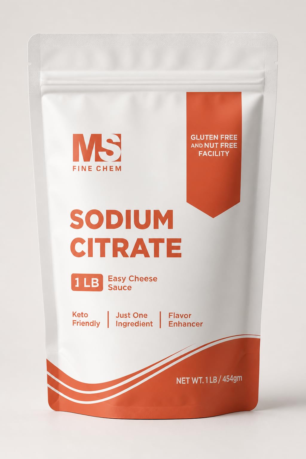 Poudre de citrate de sodium MS Finechem 476g devant son emballage